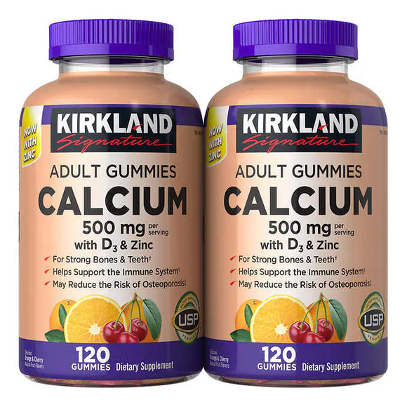 Kirkland Signature Calcium 500 mg with D3 & Zinc, 240 Adult Gummies