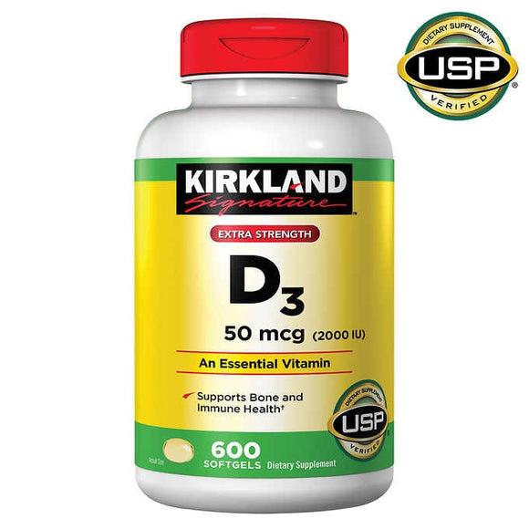 Kirkland Vitamin D3 50mcg (2000 iu), 600 softgels